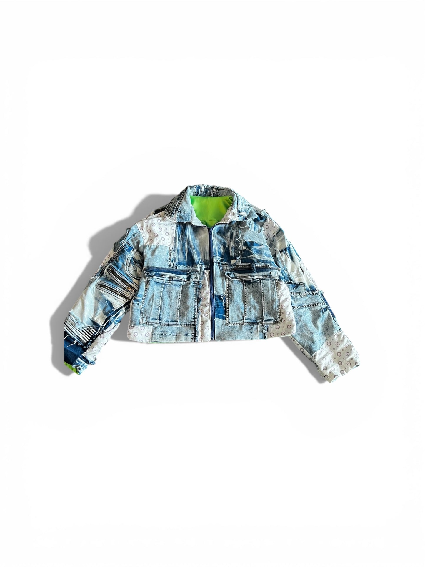 Up-cycle Blue Jean Crop Jacket (Handcrafted)
