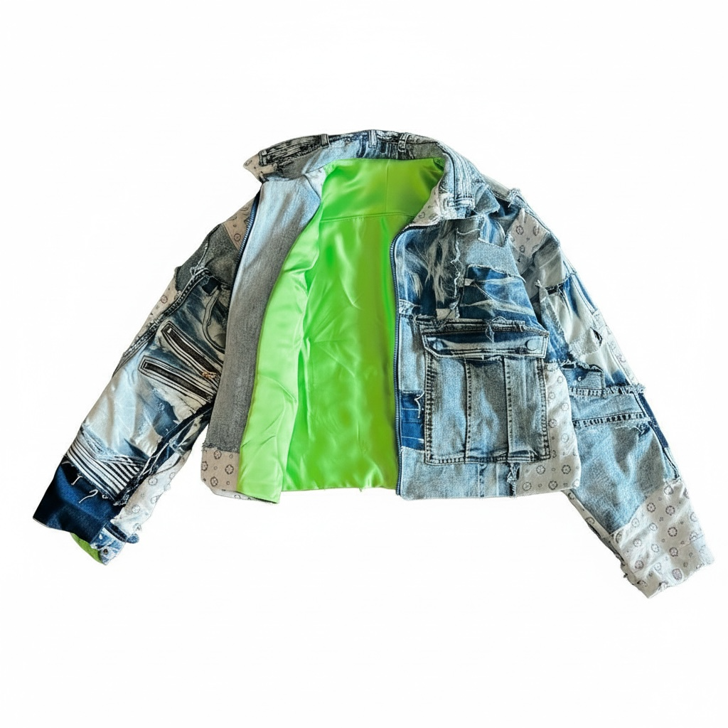 Up-cycle Blue Jean Crop Jacket (Handcrafted)